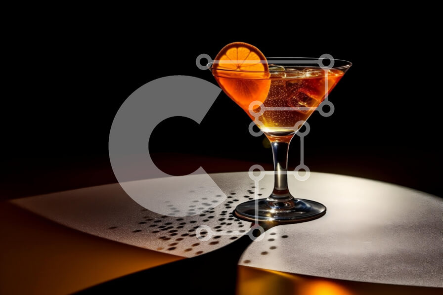 Σετ των 2 Intra Συλλεκτικό Ξύλινο Παζλ Plywood  4mm - Ασπρόμαυρη εικόνα από ποτήρι κοκτέιλ με φέτα πορτοκαλιού στο χείλος Σε Ξύλινο Κουτί - Διαστάσεις: 10x10 cm – 25 κομμάτια