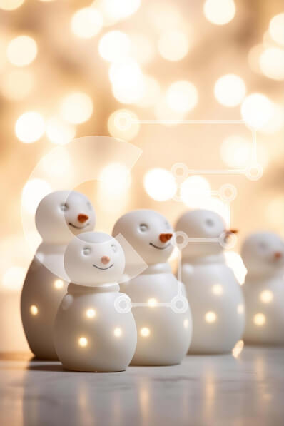 Intra Συλλεκτικό Ξύλινο Παζλ Plywood  4mm - Ομάδα ειδώλων χιονάνθρωποι σε φωτισμένο φόντο Σε Ξύλινο Κουτί - Διαστάσεις Puzzle: 10x10 cm – 25 κομμάτια