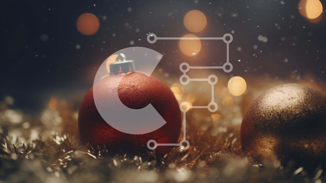 Intra Συλλεκτικό Ξύλινο Παζλ Plywood  4mm - Κόκκινα και χρυσά στολίδια σε χιονισμένο φόντο Σε Ξύλινο Κουτί - Διαστάσεις: 10x10 cm – 25 κομμάτια