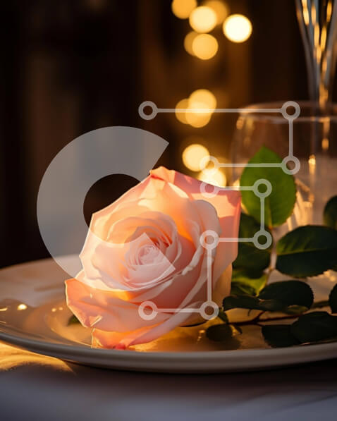 Σετ των 2 Intra Συλλεκτικό Ξύλινο Παζλ Plywood  4mm - Ρομαντικό τραπέζι με ποτήρια κρασιού και τριαντάφυλλο Σε Ξύλινο Κουτί - Διαστάσεις: 10x10 cm – 25 κομμάτια