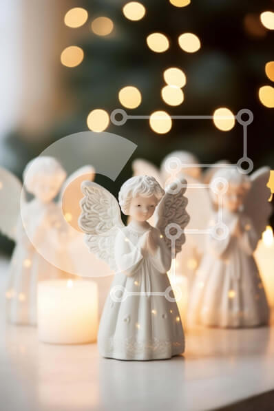 Intra Συλλεκτικό Ξύλινο Παζλ Plywood  4mm - Λευκά ειδώλια αγγέλου με κεριά Σε Ξύλινο Κουτί - Διαστάσεις: 10x10 cm – 25 κομμάτια