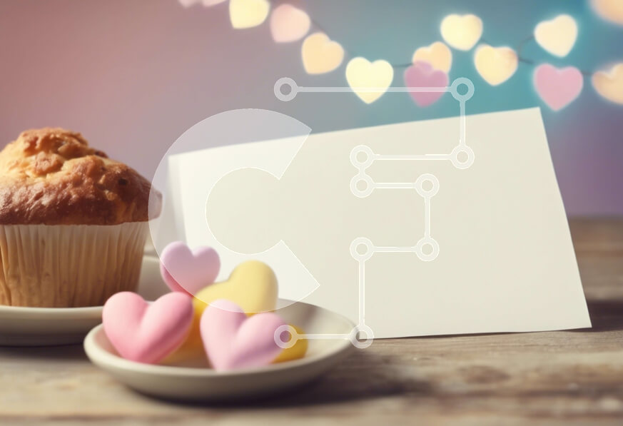 Σετ των 2 Intra Συλλεκτικό Ξύλινο Παζλ Plywood  4mm - Muffin, cupcakes και καραμέλες σε σχήμα καρδιάς σε ένα τραπέζι Σε Ξύλινο Κουτί - Διαστάσεις: 10x10 cm – 25 κομμάτια