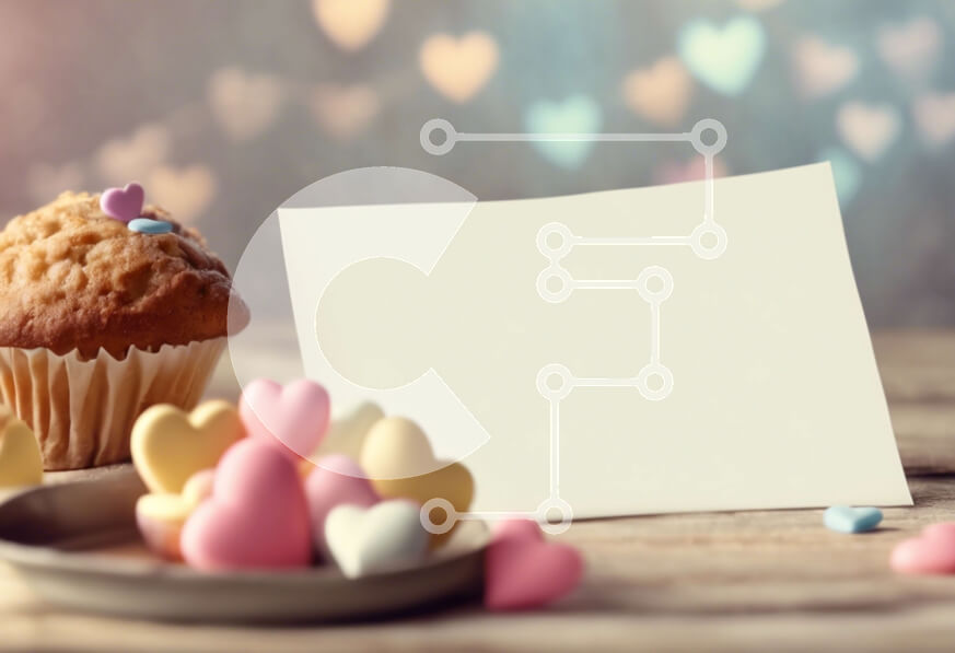 Σετ των 2 Intra Συλλεκτικό Ξύλινο Παζλ Plywood  4mm - Λιχουδιές για την ημέρα του Αγίου Βαλεντίνου - μάφιν, cupcake και καραμέλες σε ένα τραπέζι Σε Ξύλινο Κουτί - Διαστάσεις: 10x10 cm – 25 κομμάτια