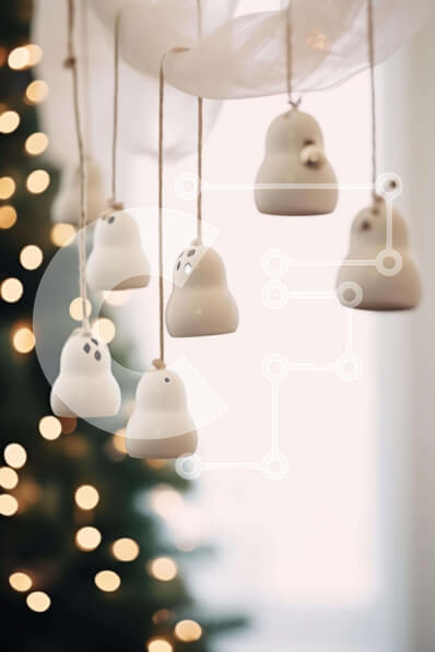 Intra Συλλεκτικό Ξύλινο Παζλ Plywood  4mm - Χριστουγεννιάτικα στολίδια - Στολίδια φαντασμάτων και φωτισμένο δέντρο Σε Ξύλινο Κουτί - Διαστάσεις: 10x10 cm – 25 κομμάτια