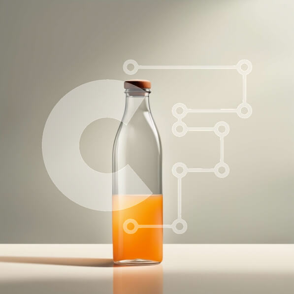 Σετ των 2 Intra Συλλεκτικό Ξύλινο Παζλ Plywood  4mm - Δροσιστική εικόνα ενός γυάλινου μπουκαλιού χυμού πορτοκαλιού σε ένα καθαρό τραπέζι Σε Ξύλινο Κουτί - Διαστάσεις: 10x10 cm – 25 κομμάτια