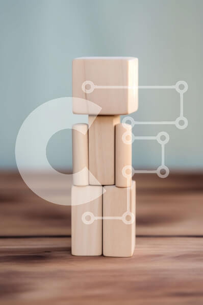 Intra Συλλεκτικό Ξύλινο Παζλ Plywood  4mm - Πολύχρωμο ξύλινο παιχνίδι μπλοκ πύργο σε ένα ξύλινο τραπέζι Σε Ξύλινο Κουτί - Διαστάσεις: 10x10 cm – 25 κομμάτια