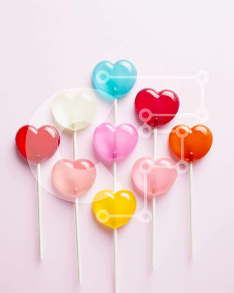 Intra Συλλεκτικό Ξύλινο Παζλ Plywood  4mm - Πολύχρωμα γλειφιτζούρια σε σχήμα καρδιάς σε ροζ φόντο Σε Ξύλινο Κουτί - Διαστάσεις Puzzle: 10x10 cm – 25 κομμάτια