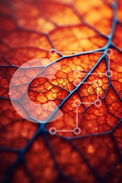 Σετ των 2 Intra Συλλεκτικό Ξύλινο Παζλ Plywood  4mm - Δονούμενη από κοντά εικόνα ενός φύλλου πορτοκαλιού με λεπτομερείς φλέβες Σε Ξύλινο Κουτί - Διαστάσεις: 10x10 cm – 25 κομμάτια