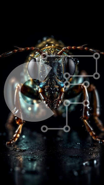 Σετ των 2 Intra Συλλεκτικό Ξύλινο Παζλ Plywood  4mm - Απίστευτη λήψη μακροεντολών κεφαλιού σκαθαριού με μεγάλα μάτια και κεραίες Σε Ξύλινο Κουτί - Διαστάσεις: 10x10 cm – 25 κομμάτια