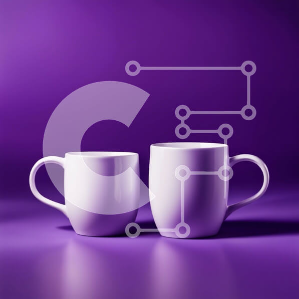 Intra Συλλεκτικό Ξύλινο Παζλ Plywood  4mm - Κομψές και μινιμαλιστικές λευκές κούπες σε ζωντανό μωβ φόντο Σε Ξύλινο Κουτί - Διαστάσεις Puzzle: 10x10 cm – 25 κομμάτια