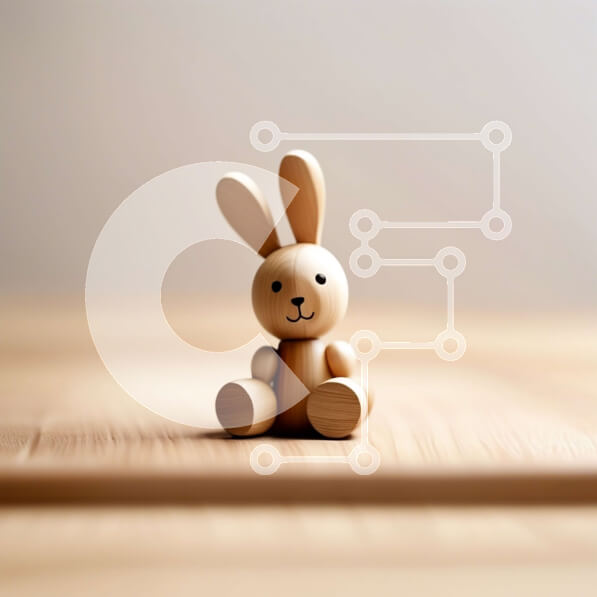 Intra Συλλεκτικό Ξύλινο Παζλ Plywood  4mm - Αξιολάτρευτη εικόνα ενός μικρού ξύλινου κουνελιού σε μια ξύλινη επιφάνεια Σε Ξύλινο Κουτί - Διαστάσεις: 10x10 cm – 25 κομμάτια