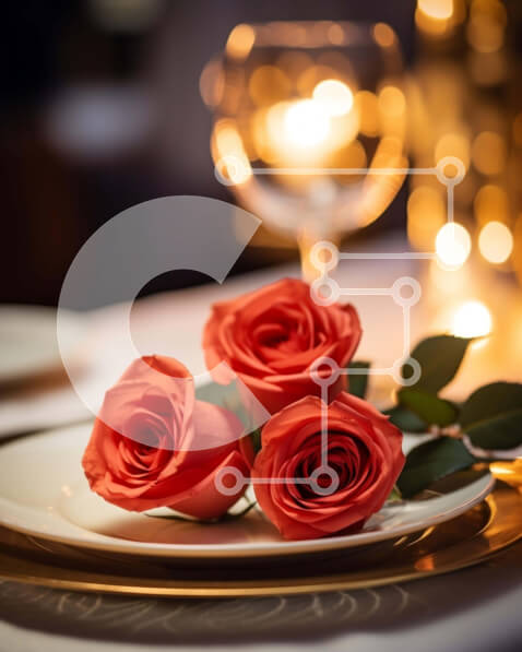 Σετ των 2 Intra Συλλεκτικό Ξύλινο Παζλ Plywood  4mm - Κομψή γευστική εμπειρία με κόκκινα τριαντάφυλλα και κρασί Σε Ξύλινο Κουτί - Διαστάσεις: 10x10 cm – 25 κομμάτια