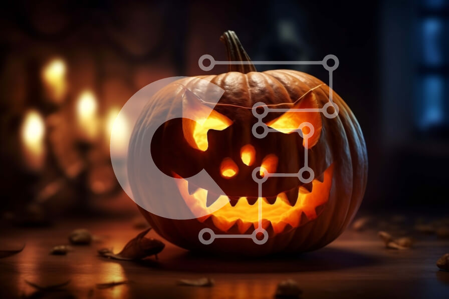 Intra Συλλεκτικό Ξύλινο Παζλ Plywood  4mm - Απόκοσμη κολοκύθα αποκριών με το φως των κεριών Σε Ξύλινο Κουτί - Διαστάσεις: 10x10 cm – 25 κομμάτια