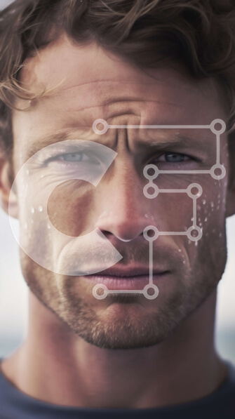 Intra Συλλεκτικό Ξύλινο Παζλ Plywood  4mm - Σοβαρός άνδρας με μπλε πουκάμισο που κοιτάζει την κάμερα Σε Ξύλινο Κουτί - Διαστάσεις Puzzle: 10x10 cm – 25 κομμάτια