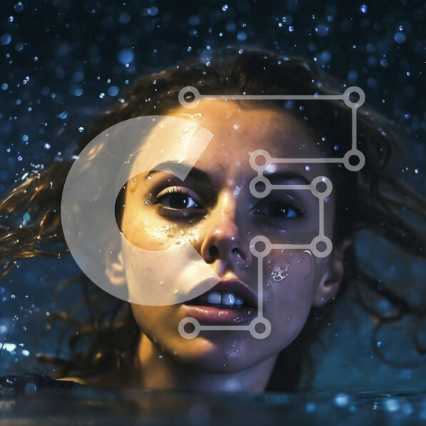 Σετ των 2 Intra Συλλεκτικό Ξύλινο Παζλ Plywood  4mm - Κυκλοθυμική φωτογραφία ομορφιάς μιας νεαρής γυναίκας βυθισμένης στο νερό Σε Ξύλινο Κουτί - Διαστάσεις: 10x10 cm – 25 κομμάτια