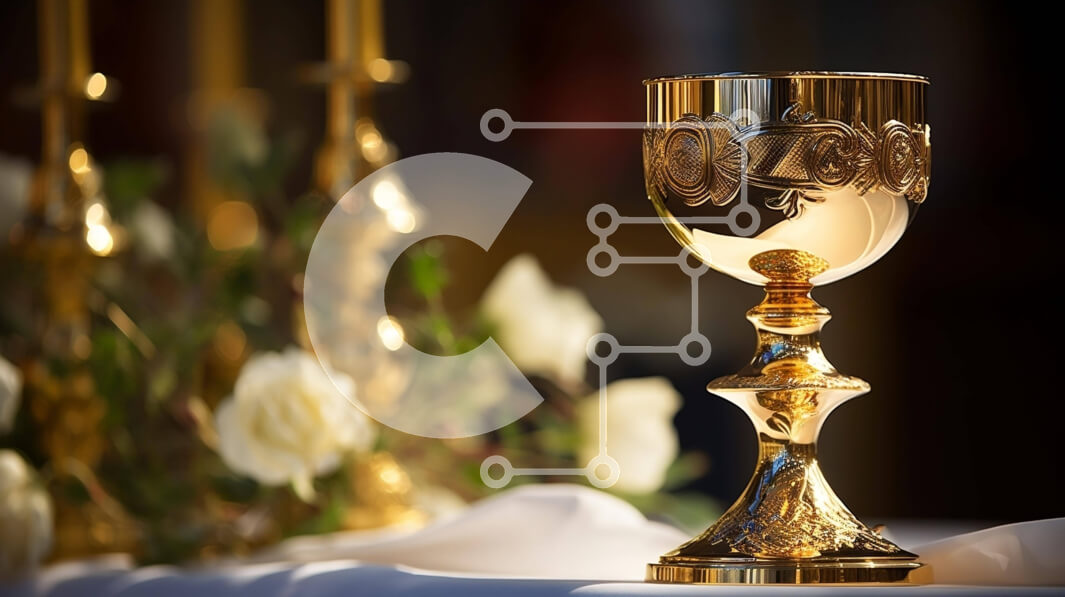 Intra Συλλεκτικό Ξύλινο Παζλ Plywood  4mm - Χρυσό κύπελλο στο τραπέζι με κεριά και λουλούδια Σε Ξύλινο Κουτί - Διαστάσεις Puzzle: 10x10 cm – 25 κομμάτια