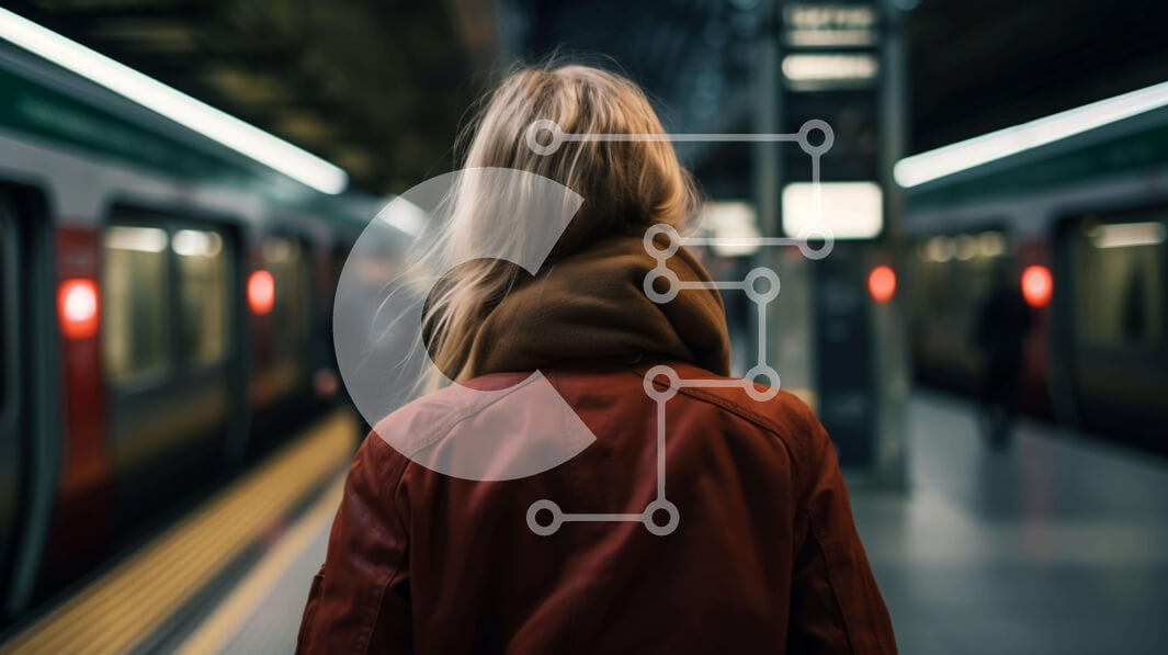 Intra Συλλεκτικό Ξύλινο Παζλ Plywood  4mm - Γυναίκα που περιμένει στο σταθμό του μετρό για το τρένο Σε Ξύλινο Κουτί - Διαστάσεις Puzzle: 10x10 cm – 25 κομμάτια