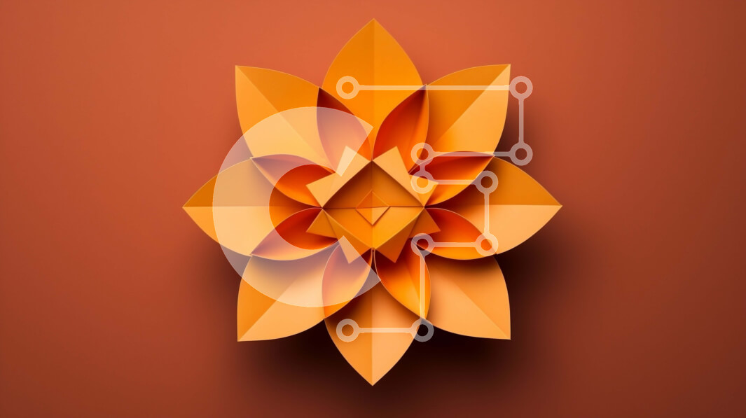 Intra Συλλεκτικό Ξύλινο Παζλ Plywood  4mm - Τρισδιάστατο πορτοκαλί λουλούδι από χαρτί Σε Ξύλινο Κουτί - Διαστάσεις Puzzle: 10x10 cm – 25 κομμάτια