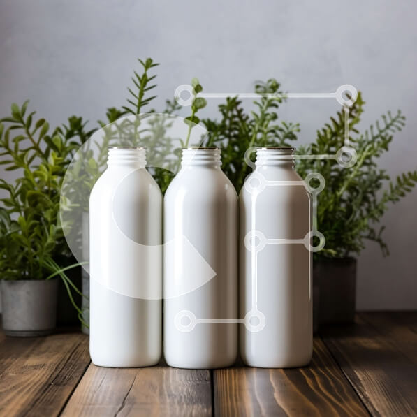 Intra Συλλεκτικό Ξύλινο Παζλ Plywood  4mm - Λευκά Πλαστικά Μπουκάλια με Ετικέτες - Pure, Essence, Nature Σε Ξύλινο Κουτί - Διαστάσεις Puzzle: 10x10 cm – 25 κομμάτια