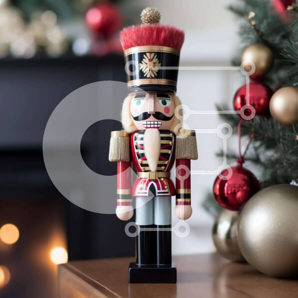 Intra Συλλεκτικό Ξύλινο Παζλ Plywood  4mm - Εορταστικό ειδώλιο Καρυοθραύστη με στολισμένο χριστουγεννιάτικο δέντρο Σε Ξύλινο Κουτί - Διαστάσεις: 10x10 cm – 25 κομμάτια