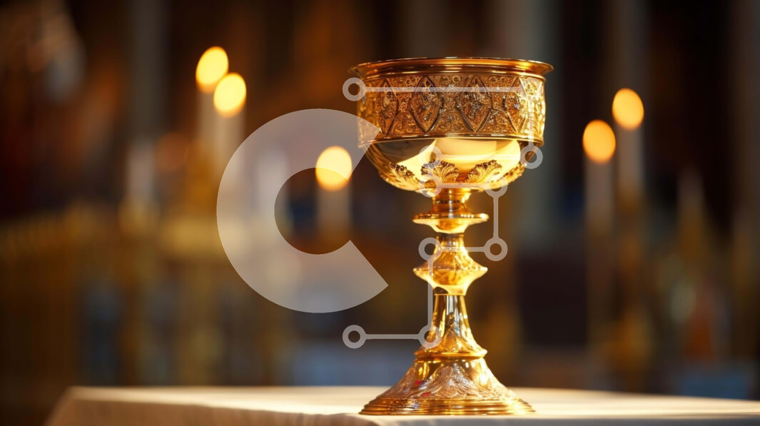 Intra Συλλεκτικό Ξύλινο Παζλ Plywood  4mm - Χρυσό Κύπελλο στον Βωμό με κεριά Σε Ξύλινο Κουτί - Διαστάσεις Puzzle: 10x10 cm – 25 κομμάτια