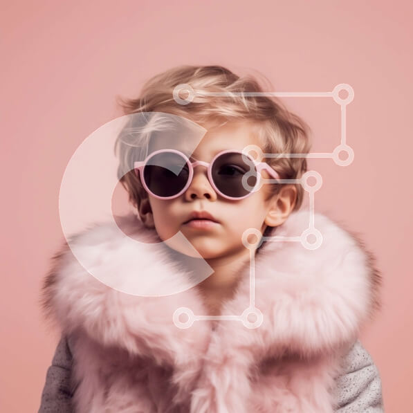 Intra Συλλεκτικό Ξύλινο Παζλ Plywood  4mm - Αξιολάτρευτη εικόνα νεαρής κοπέλας με ροζ γυαλιά ηλίου και γούνινο παλτό Σε Ξύλινο Κουτί - Διαστάσεις Puzzle: 10x10 cm – 25 κομμάτια