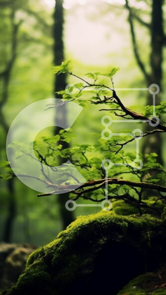 Σετ των 2 Intra Συλλεκτικό Ξύλινο Παζλ Plywood  4mm - Γραφικό δάσος με βρύα καλυμμένα με βρύα και δέντρα Σε Ξύλινο Κουτί - Διαστάσεις: 10x10 cm – 25 κομμάτια