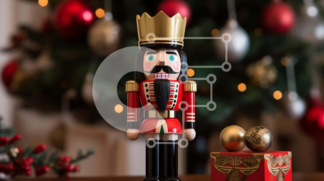 Intra Συλλεκτικό Ξύλινο Παζλ Plywood  4mm - Εορταστικό ειδώλιο Καρυοθραύστη σε διακοσμημένο τραπέζι Σε Ξύλινο Κουτί - Διαστάσεις: 10x10 cm – 25 κομμάτια