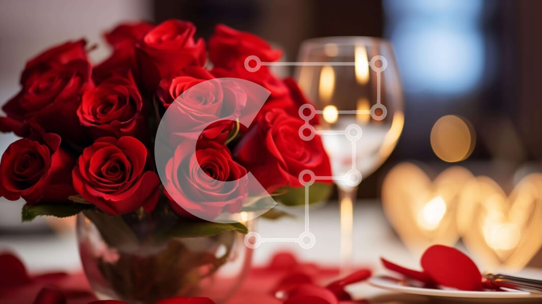 Σετ των 2 Intra Συλλεκτικό Ξύλινο Παζλ Plywood  4mm - Ρομαντικό σκηνικό για την ημέρα του Αγίου Βαλεντίνου με τριαντάφυλλα και ποτήρια κρασιού Σε Ξύλινο Κουτί - Διαστάσεις: 10x10 cm – 25 κομμάτια