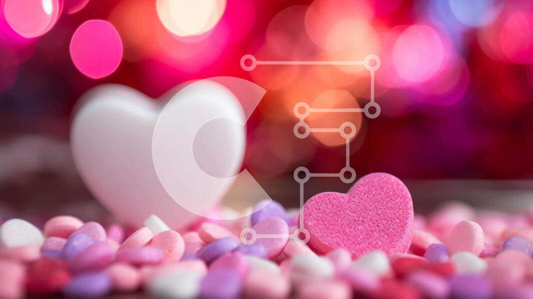 Intra Συλλεκτικό Ξύλινο Παζλ Plywood  4mm - Μπαστούνια καραμελών σε σχήμα καρδιάς σε πολύχρωμο φόντο με φωτισμό Bokeh Σε Ξύλινο Κουτί - Διαστάσεις: 10x10 cm – 25 κομμάτια