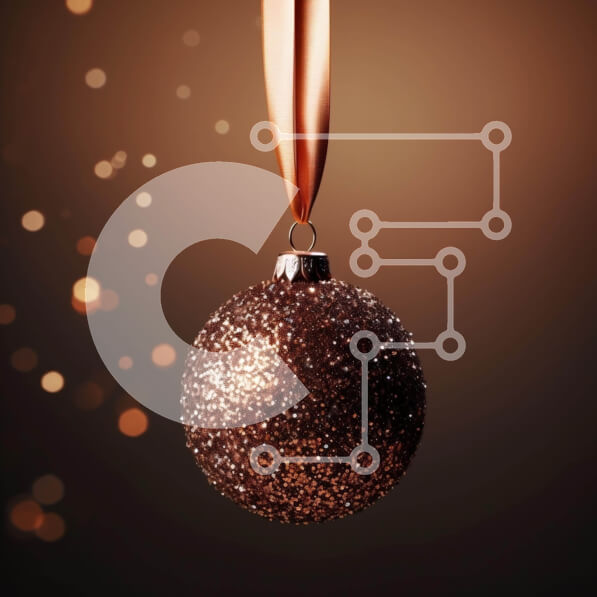 Intra Συλλεκτικό Ξύλινο Παζλ Plywood  4mm - Χρυσή και καφέ γκλίτερ μπάλα που κρέμεται από το Strands of Lights Σε Ξύλινο Κουτί - Διαστάσεις Puzzle: 10x10 cm – 25 κομμάτια