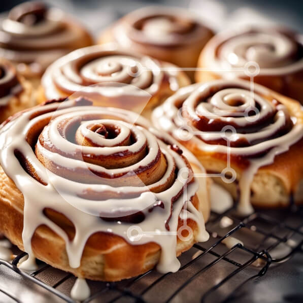 Σετ των 2 Intra Συλλεκτικό Ξύλινο Παζλ Plywood  4mm - Κοντινό πλάνο από φρεσκοψημένα ρολά κανέλας με κρεμώδες γλάσο Σε Ξύλινο Κουτί - Διαστάσεις: 10x10 cm – 25 κομμάτια