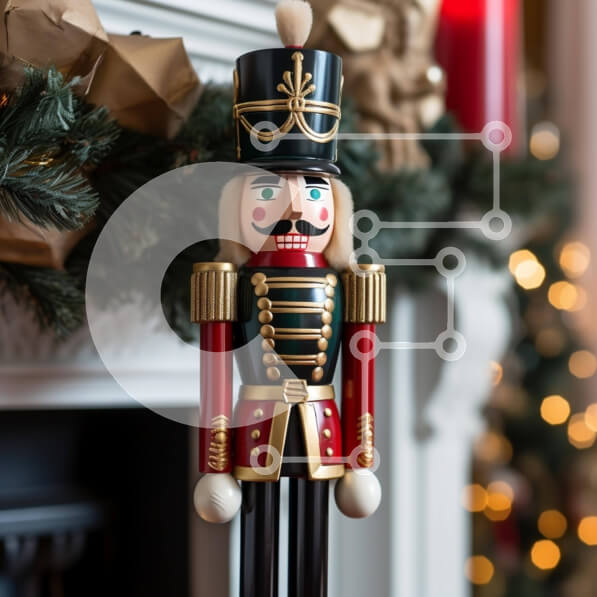 Intra Συλλεκτικό Ξύλινο Παζλ Plywood  4mm - Ξύλινο ειδώλιο καρυοθραύστη σε μανδύα τζακιού Σε Ξύλινο Κουτί - Διαστάσεις: 10x10 cm – 25 κομμάτια