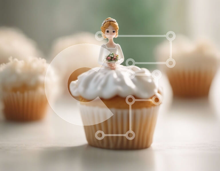 Σετ των 2 Intra Συλλεκτικό Ξύλινο Παζλ Plywood  4mm - Νύφη Cupcake για τη γαμήλια γιορτή Σε Ξύλινο Κουτί - Διαστάσεις: 10x10 cm – 25 κομμάτια
