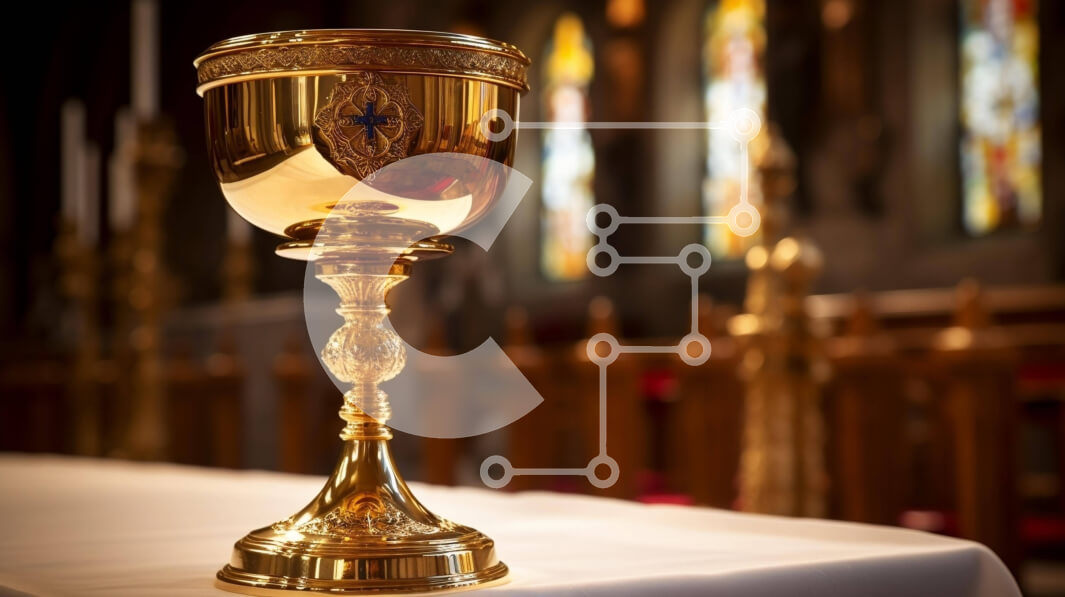 Intra Συλλεκτικό Ξύλινο Παζλ Plywood  4mm - Χρυσό Δισκοπότηρο στο τραπέζι με βιτρό Σε Ξύλινο Κουτί - Διαστάσεις Puzzle: 10x10 cm – 25 κομμάτια