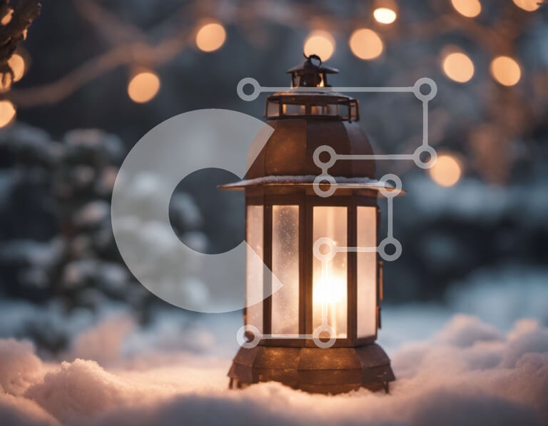 Intra Συλλεκτικό Ξύλινο Παζλ Plywood  4mm - Χιονισμένο φανάρι με κερί για χειμερινό φωτισμό Σε Ξύλινο Κουτί - Διαστάσεις Puzzle: 10x10 cm – 25 κομμάτια