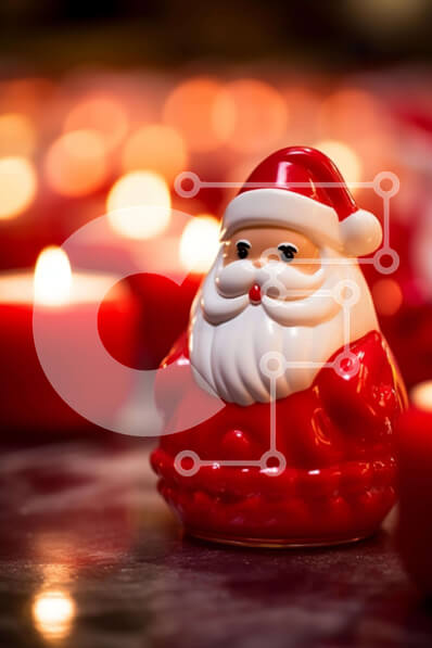 Intra Συλλεκτικό Ξύλινο Παζλ Plywood  4mm - Ειδώλιο Άγιου Βασίλη σε κόκκινα κηροπήγια Σε Ξύλινο Κουτί - Διαστάσεις Puzzle: 10x10 cm – 25 κομμάτια