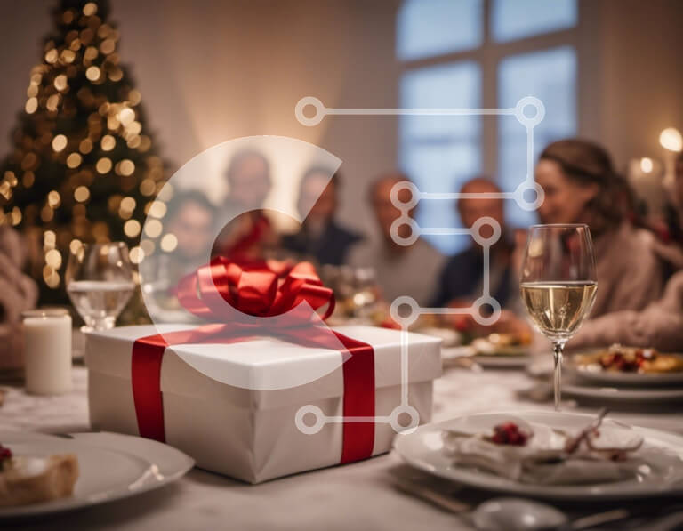 Σετ των 2 Intra Συλλεκτικό Ξύλινο Παζλ Plywood  4mm - Ομάδα ανθρώπων που απολαμβάνει το δείπνο και τη γιορτή Σε Ξύλινο Κουτί - Διαστάσεις: 10x10 cm – 25 κομμάτια