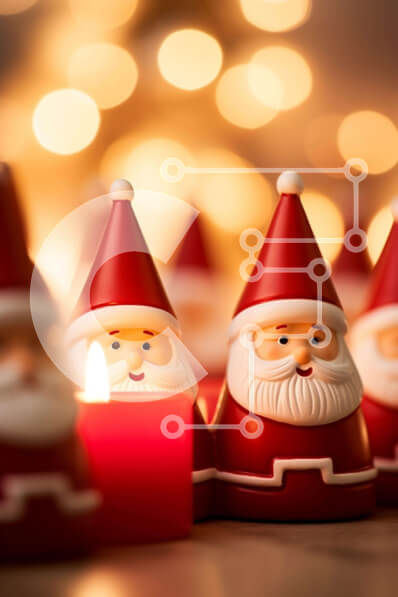 Intra Συλλεκτικό Ξύλινο Παζλ Plywood  4mm - Εορταστικά ειδώλια και κερί Άγιου Βασίλη σε ένα τραπέζι Σε Ξύλινο Κουτί - Διαστάσεις: 10x10 cm – 25 κομμάτια