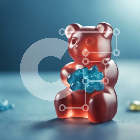 Intra Συλλεκτικό Ξύλινο Παζλ Plywood  4mm - Άγαλμα Gummy Bear με μπλε τσίχλες Σε Ξύλινο Κουτί - Διαστάσεις: 10x10 cm – 25 κομμάτια