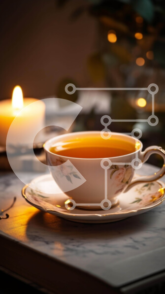 Intra Συλλεκτικό Ξύλινο Παζλ Plywood  4mm - Φλιτζάνι τσάι και ανοιχτό βιβλίο στο τραπέζι Σε Ξύλινο Κουτί - Διαστάσεις Puzzle: 10x10 cm – 25 κομμάτια