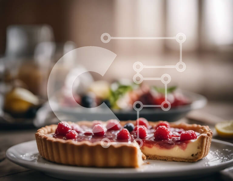 Σετ των 2 Intra Συλλεκτικό Ξύλινο Παζλ Plywood  4mm - Τάρτα με μούρα και λεμόνια σε ένα τραπέζι Σε Ξύλινο Κουτί - Διαστάσεις: 10x10 cm – 25 κομμάτια