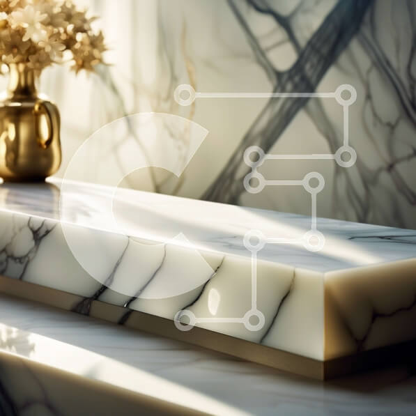 Intra Συλλεκτικό Ξύλινο Παζλ Plywood  4mm - Κομψό λευκό βάζο με χρυσές πινελιές σε μοντέρνο μπάνιο Σε Ξύλινο Κουτί - Διαστάσεις Puzzle: 10x10 cm – 25 κομμάτια