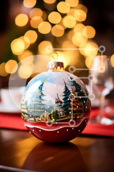 Intra Συλλεκτικό Ξύλινο Παζλ Plywood  4mm - Χριστουγεννιάτικο στολίδι στο τραπέζι με ποτήρια και σκεύη Σε Ξύλινο Κουτί - Διαστάσεις: 10x10 cm – 25 κομμάτια