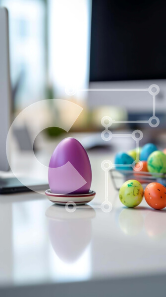 Intra Συλλεκτικό Ξύλινο Παζλ Plywood  4mm - Πολύχρωμα Πασχαλινά αυγά στο γραφείο Σε Ξύλινο Κουτί - Διαστάσεις: 10x10 cm – 25 κομμάτια