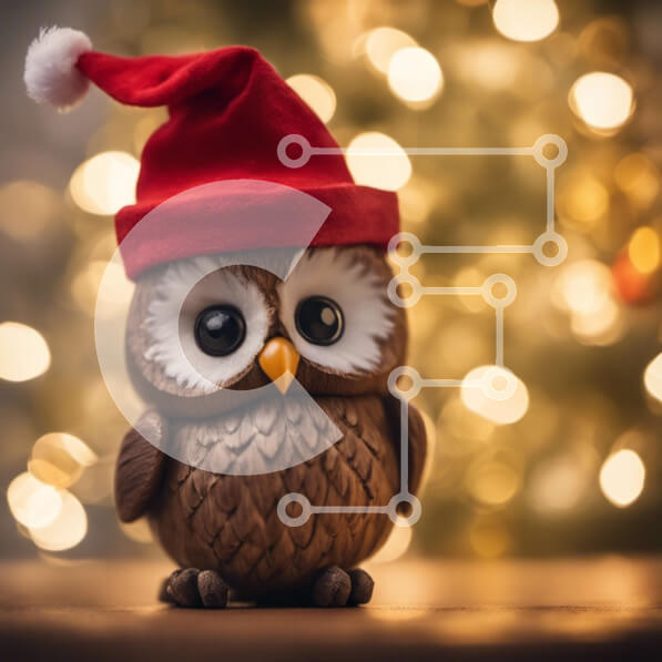 Intra Συλλεκτικό Ξύλινο Παζλ Plywood  4mm - Ειδώλιο κουκουβάγιας με καπέλο Άγιου Βασίλη και πολύχρωμα φώτα Σε Ξύλινο Κουτί - Διαστάσεις Puzzle: 10x10 cm – 25 κομμάτια