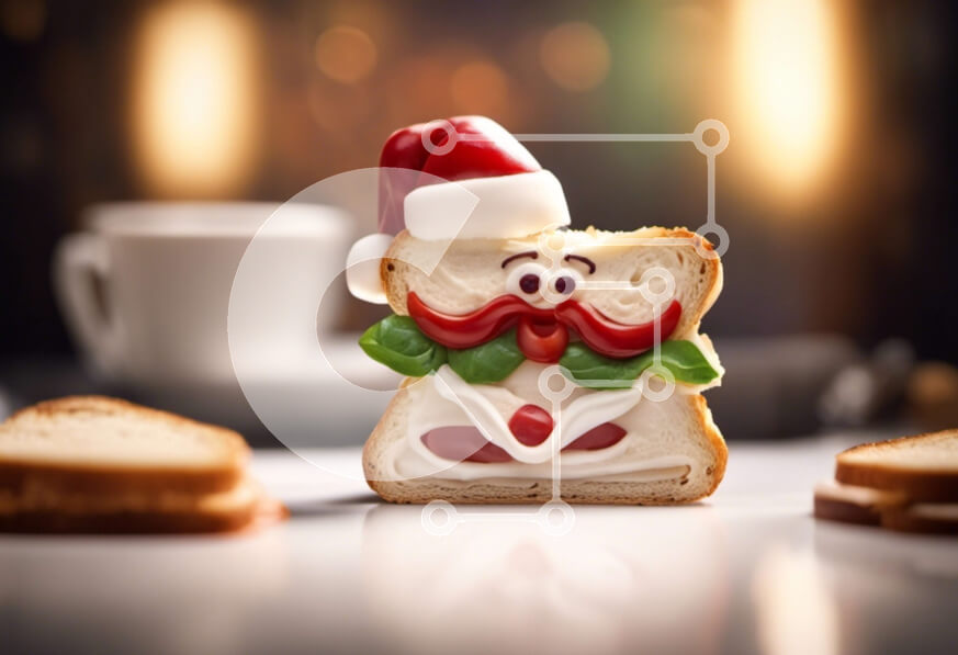 Σετ των 2 Intra Συλλεκτικό Ξύλινο Παζλ Plywood  4mm - Χριστουγεννιάτικο σάντουιτς με καπέλο Άγιου Βασίλη Σε Ξύλινο Κουτί - Διαστάσεις: 10x10 cm – 25 κομμάτια