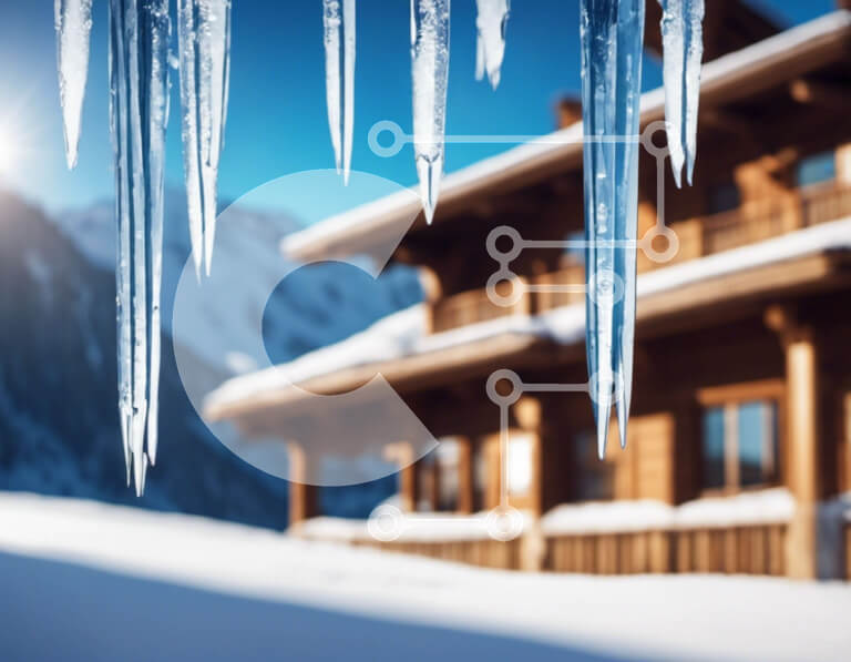 Intra Συλλεκτικό Ξύλινο Παζλ Plywood  4mm - Χιονισμένο ξύλινο σπίτι με όμορφα παγάκια Σε Ξύλινο Κουτί - Διαστάσεις: 10x10 cm – 25 κομμάτια