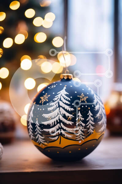 Intra Συλλεκτικό Ξύλινο Παζλ Plywood  4mm - Μαύρη μπάλα διακοσμημένη με πεύκα και κεριά Σε Ξύλινο Κουτί - Διαστάσεις: 10x10 cm – 25 κομμάτια