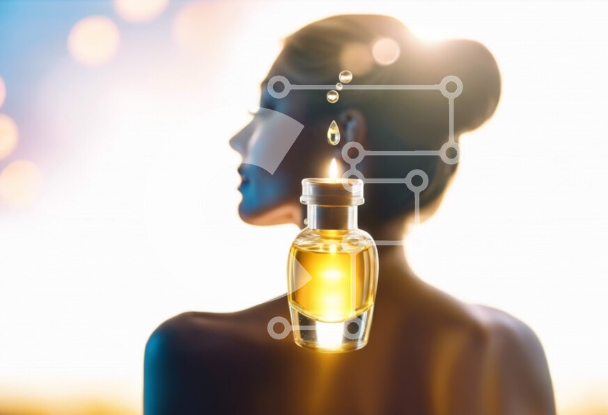 Intra Συλλεκτικό Ξύλινο Παζλ Plywood  4mm - Γυναίκα με μπουκάλι λαδιού αρωματοθεραπείας Σε Ξύλινο Κουτί - Διαστάσεις Puzzle: 10x10 cm – 25 κομμάτια